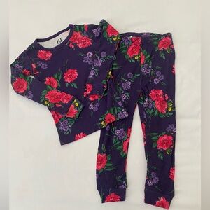 Girls/Toddler purple floral 2 piece pajamas. Cute pjs from PJ Place.